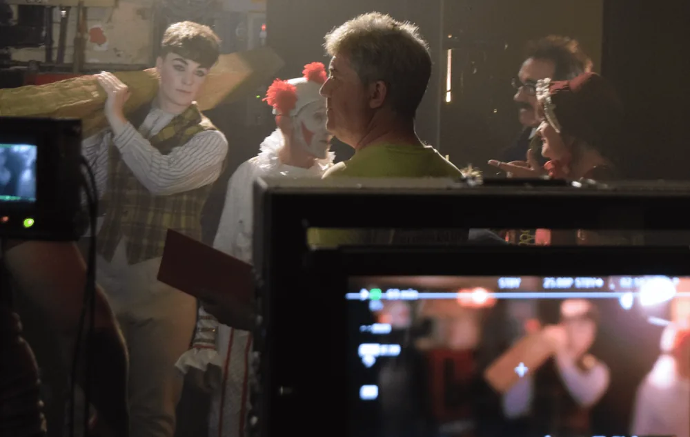 Jordan getting ready for a take with Jon